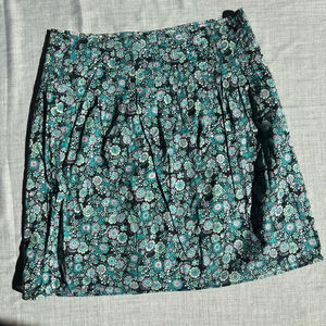 Women's Villager Black Teal Pink Floral A-Line Skirt Size 16 NWT